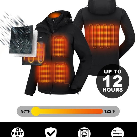 Cadai Women's Heated‎ Jacket with Battery Waterproof - Picture 5 of 12